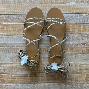 Braided lace up sandal